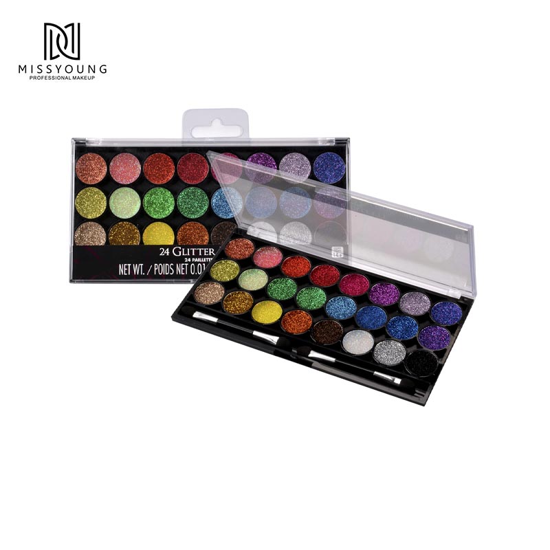 Missyoung 24 Farben Make-up Glitzer-Lidschatten-Palette