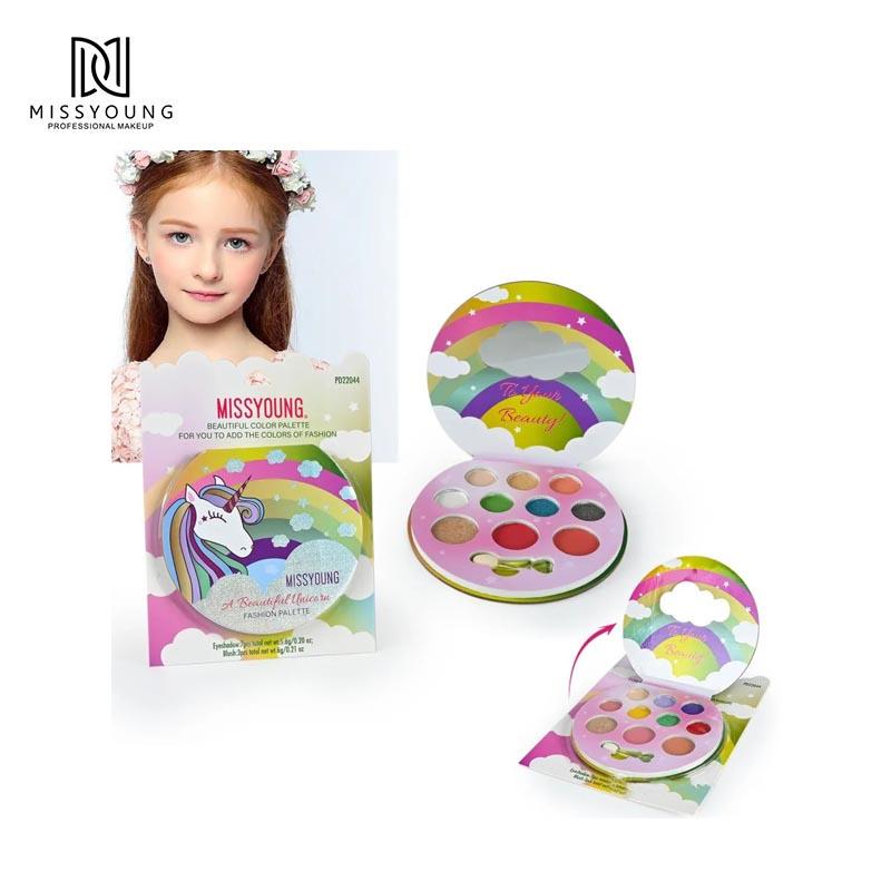 Kinder-Lidschatten-Make-up-Paletten-Set Highlight Blush Powder Multifunktionale Make-up-Palette Make-up-Buch mit Pinsel