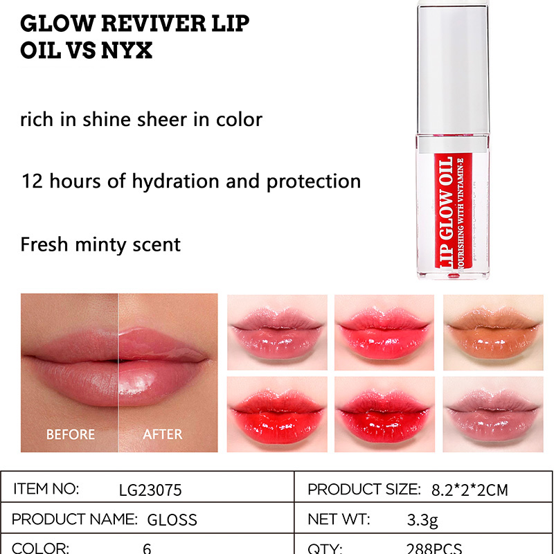 Design Glow Reviver Lippenöl vs. Nyx-Lieferanten LG23075