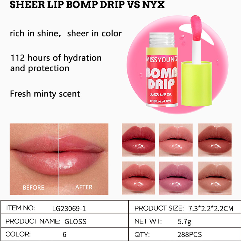 Liefern Sie Sheer Lip Bomp Drip gegen Nyx Maker LG23069-1