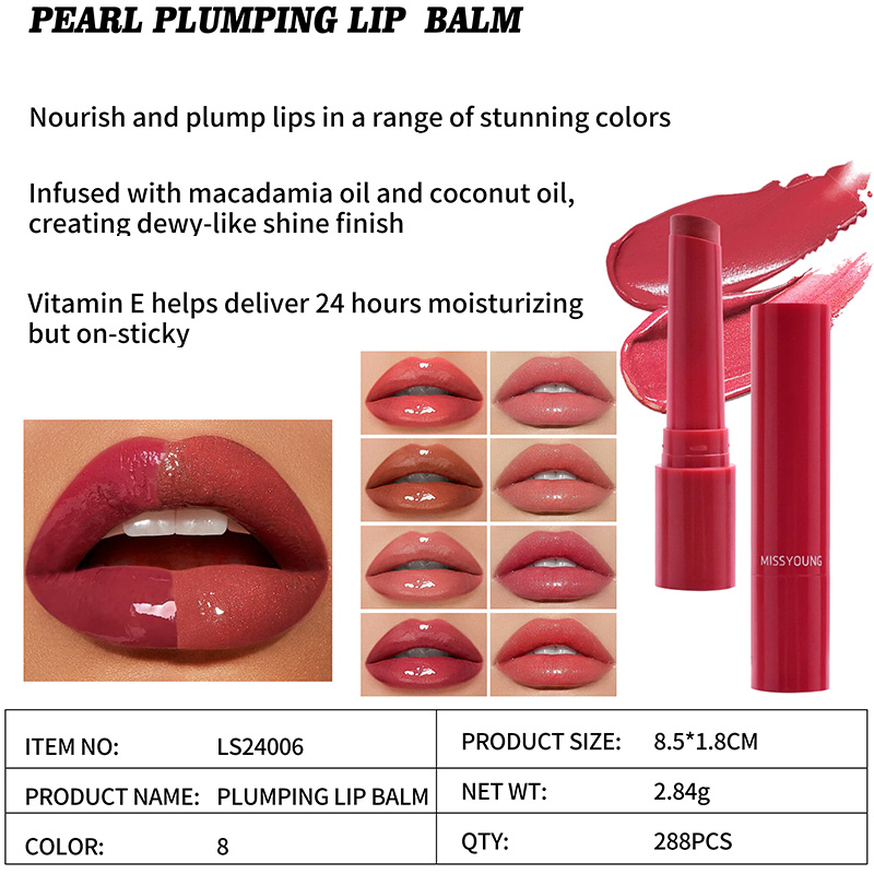 On-Sticky Dewy-Like Shine Nourish Pearl Plumping Lip Balm LS24006