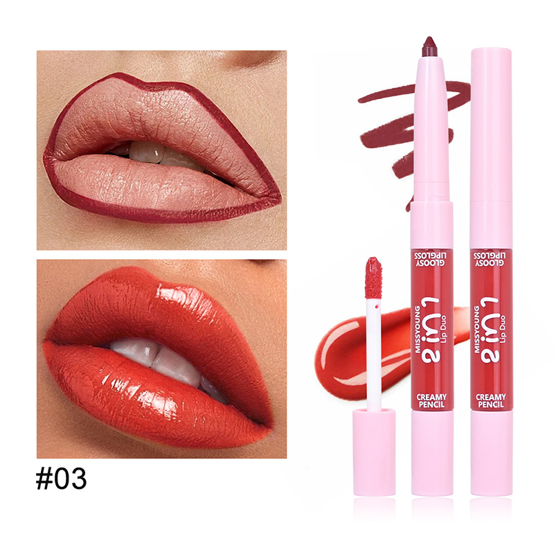 Glänzender Lipgloss, glatt aufzutragender Lipliner, 2-in-1-Stift LG24079