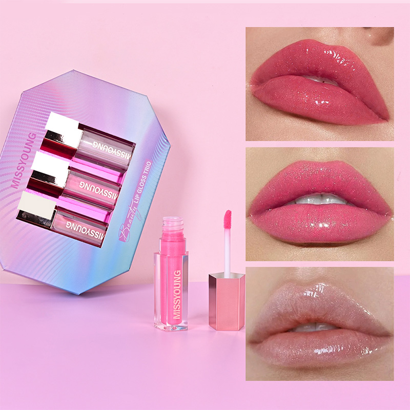 Leicht zu tragendes, feuchtigkeitsspendendes Lipgloss-Trio GM24185