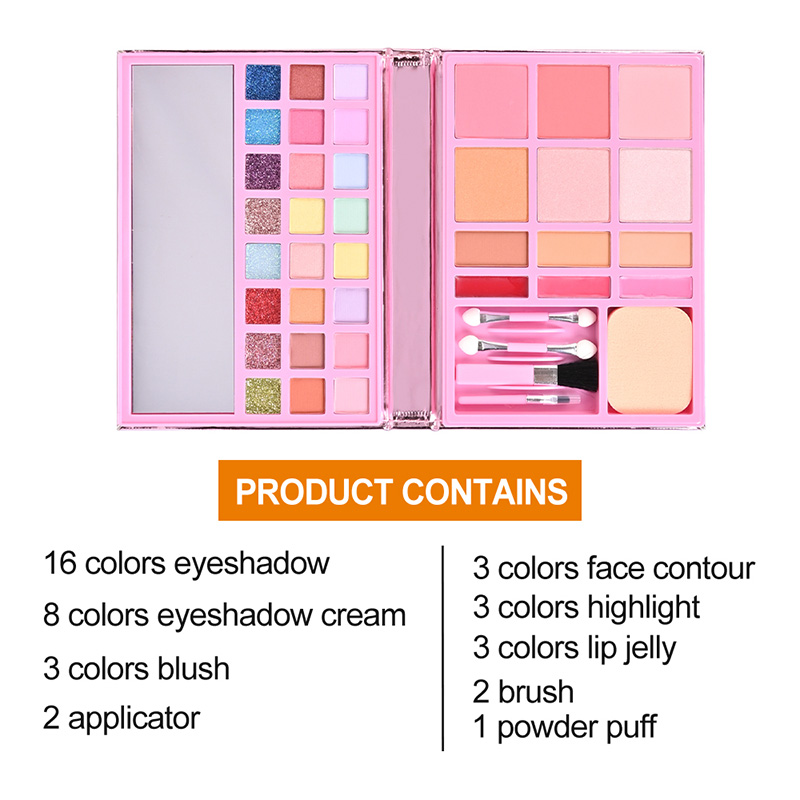 Make-up-Palette für Kinder im Cartoon-Einhorn-Leder-Notizbuch-Design CPD24007